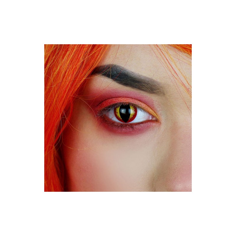 Pupilentes Halloween Rojo y Amarillo Ojo de Gato RY-26